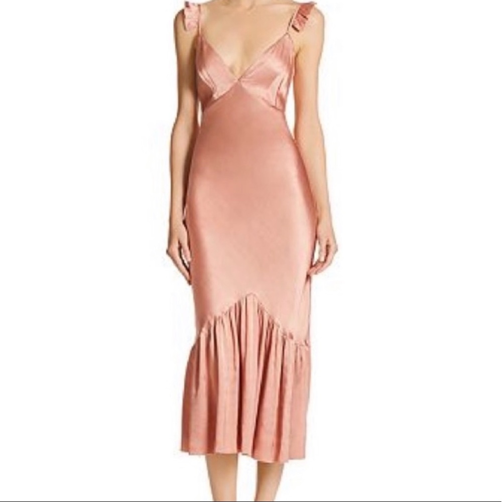 SAYLOR Blush Pink Satin Midi Dress
